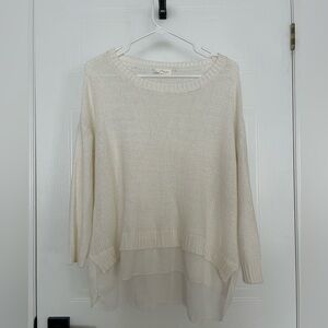 Pur Cream Layered Knit Crewneck Sweater